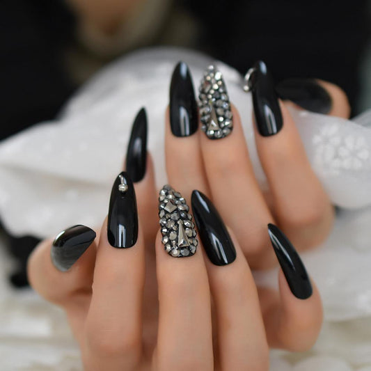Long Black Stiletto Nails