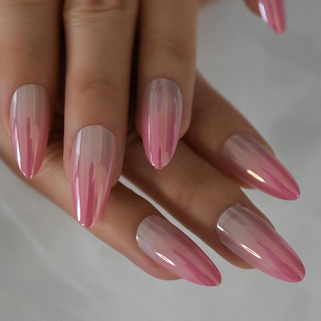 Long Red Nude Stiletto Nails