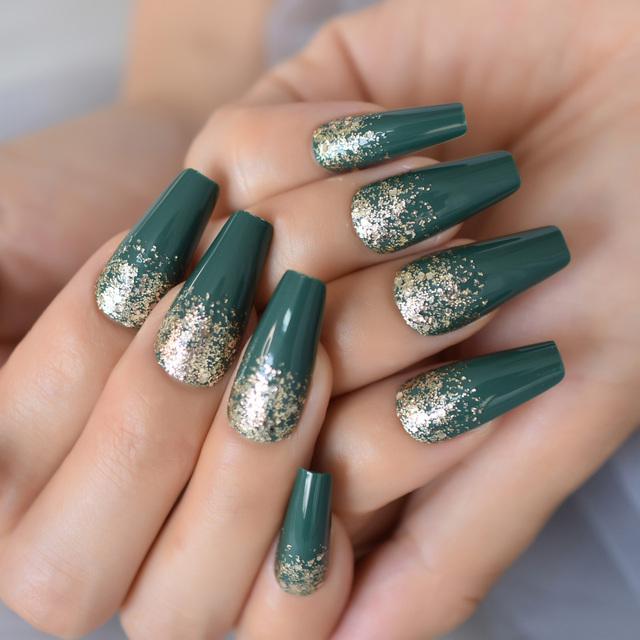 Long Fake Nails With Glitter