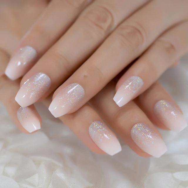 Blue Border Nude French Nail Tips