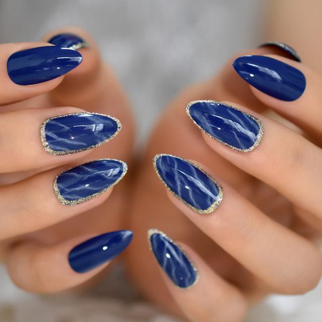 Blue Marble Nail Tips