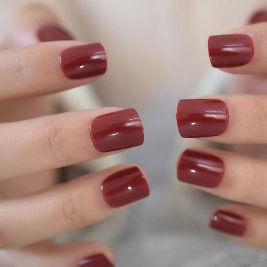 Deep Red Squoval Nail Tips