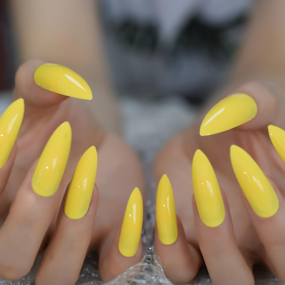 Extra Long Yellow Nail Tips