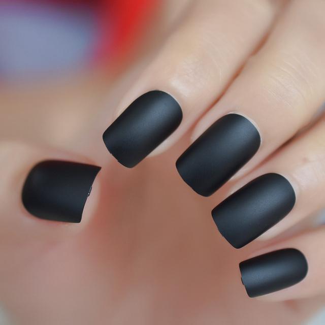 Nude And Black Color False Nail Tips