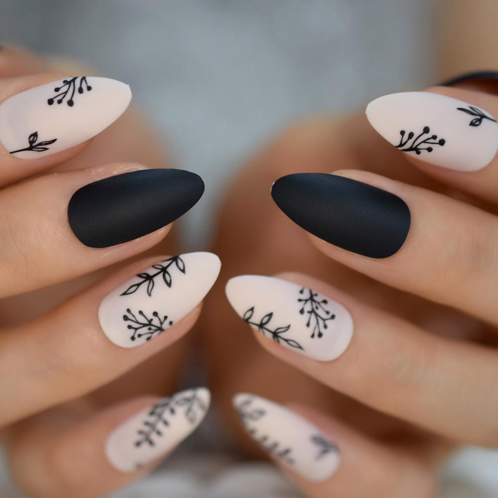 Nude And Black Color False Nail Tips