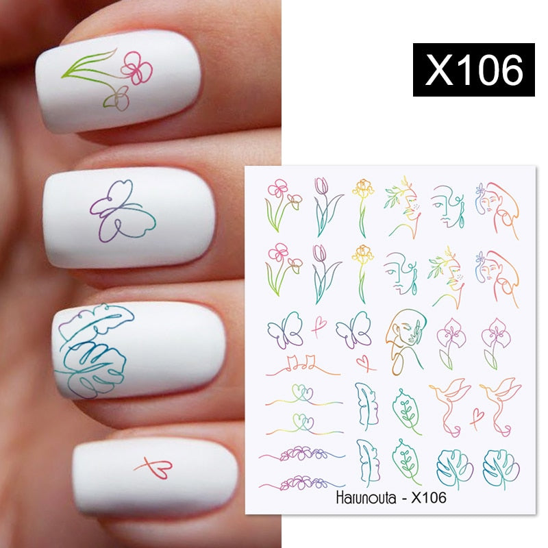Harunouta 1 Sheet Nail Water Decals Transfer Lavender Spring Flower Leaves Nail Art Stickers Nail Art Manicure DIY