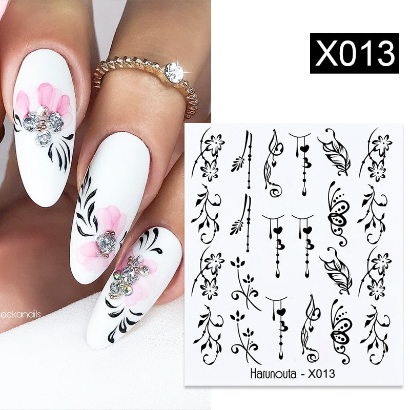 Harunouta 1 Sheet Nail Water Decals Transfer Lavender Spring Flower Leaves Nail Art Stickers Nail Art Manicure DIY