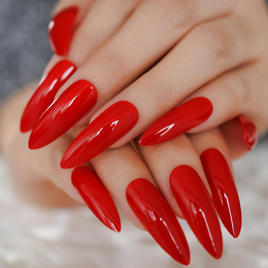 Hot Red Sharp Ending Artificial Nail Tips