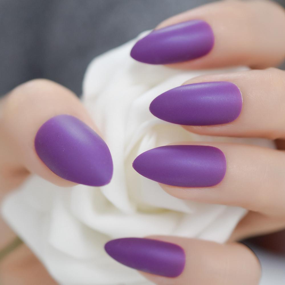 Grape Purple Medium Stiletto Nails