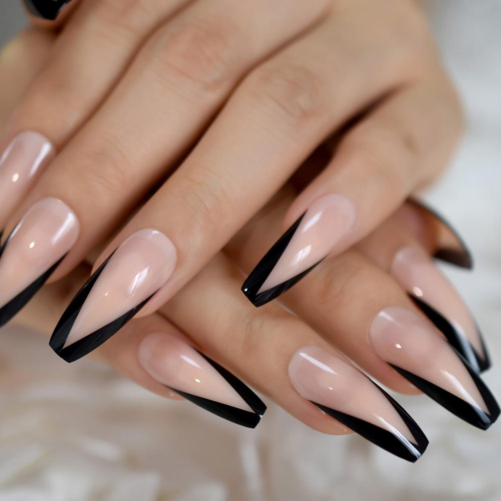 Long Nude Fake Nails With Glue