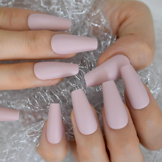 Natural Nude Pink Full Cover Tapered Fake Nail Tips