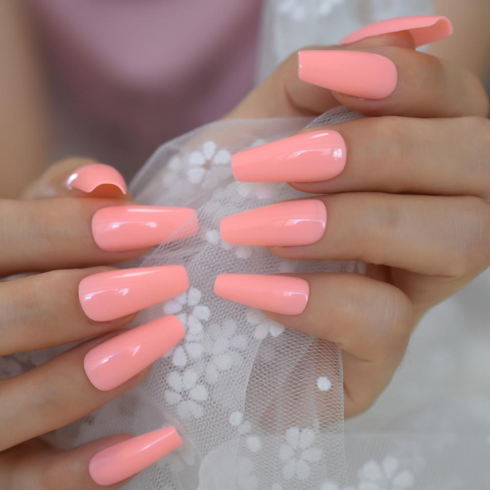 Tapered Peach Pink Nails