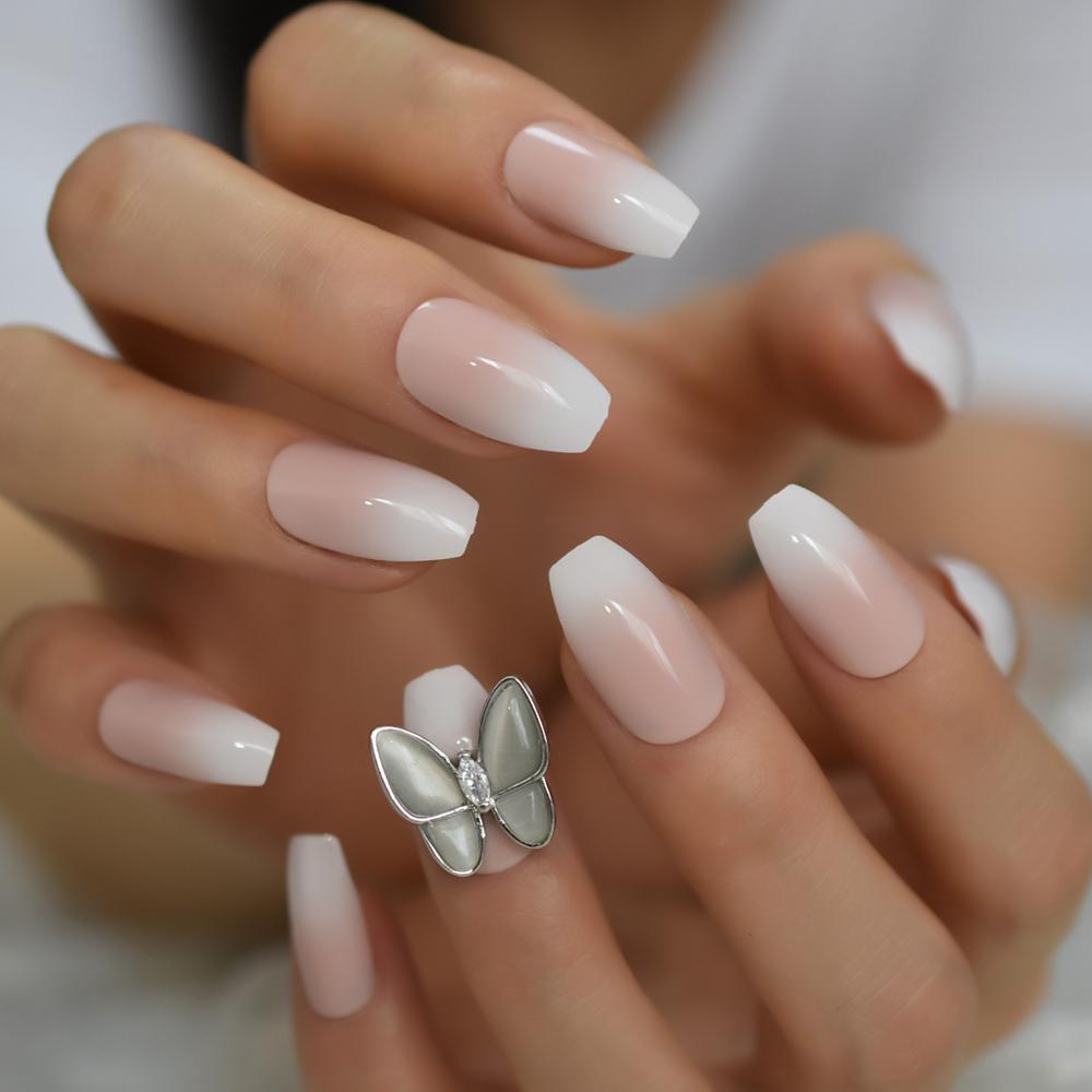 Natural Butterfly 3d French Fake Nail