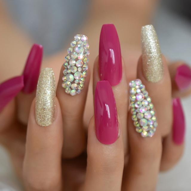Long Pink Coffin Shape Nails