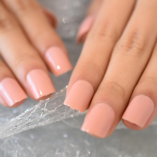 Nude Color Squoval Fake Nails