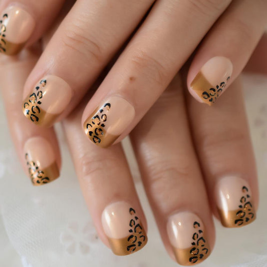 Leopard Nude Squoval Nail