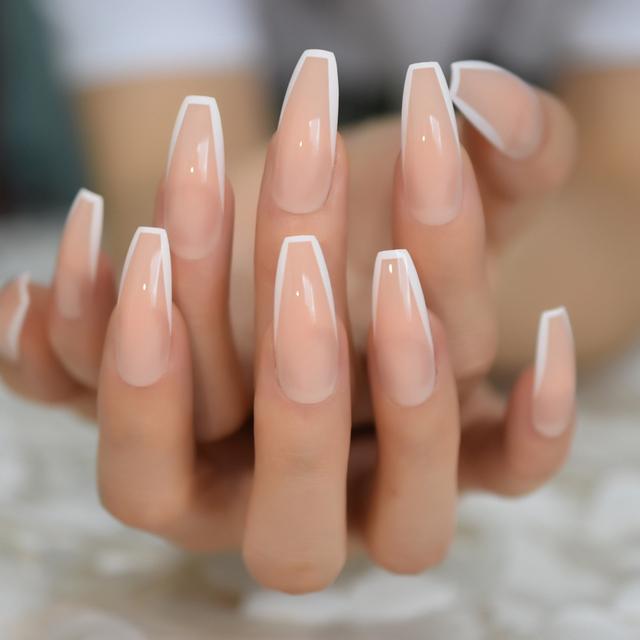 Nude Pink Coffin Fake Nails