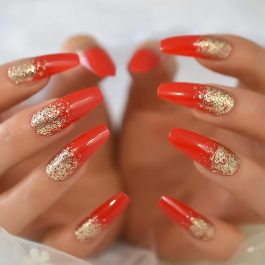 Red Color Artificial Nail Tips