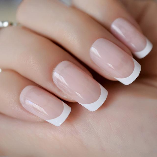 Round French Gel Nude Nail Tips
