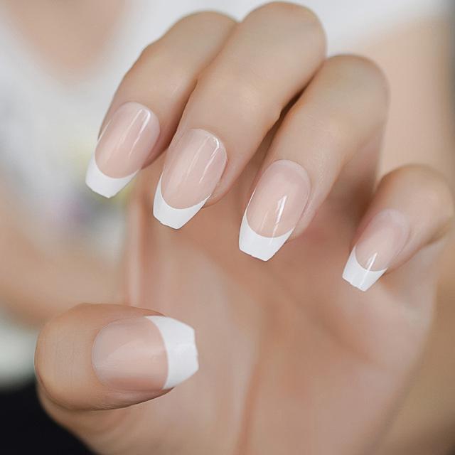 Round French Gel Nude Nail Tips