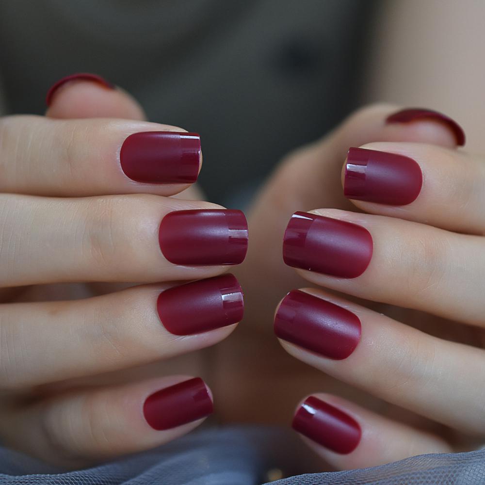 Wine Red French Nail Tips