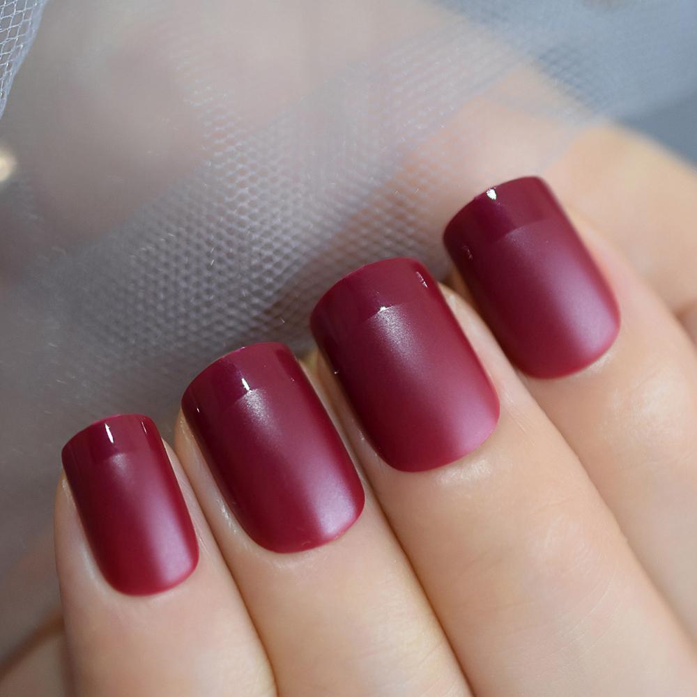 Wine Red French Nail Tips