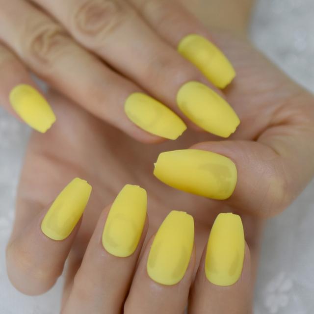 Yellow Matte Curved Nail Tips